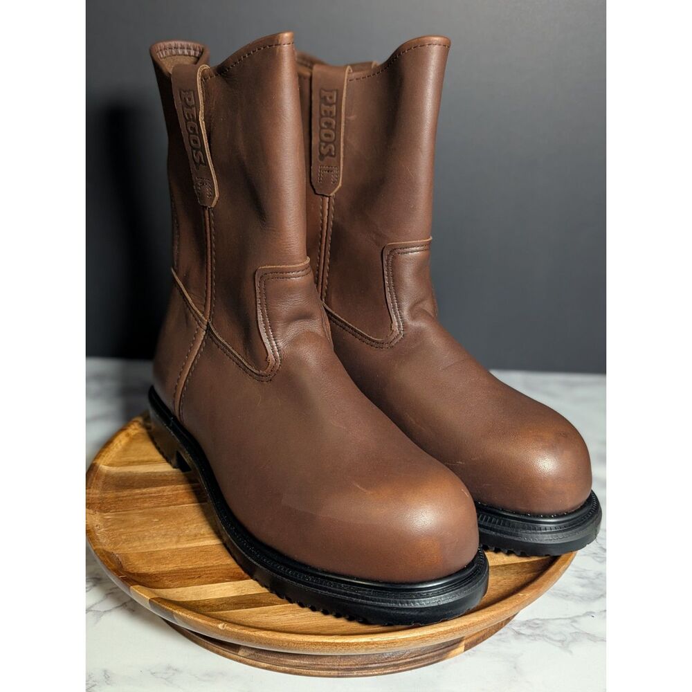 Red Wing Pecos 2231 Steel Toe Pull On Work Boots Men's Size 11 Brown Leather
